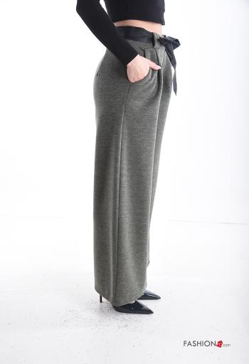 Pantalones wide leg con bolsillos con cinta - ph 3