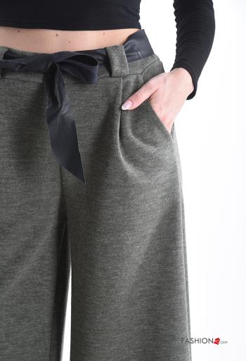 Pantalones wide leg con bolsillos con cinta - ph 4