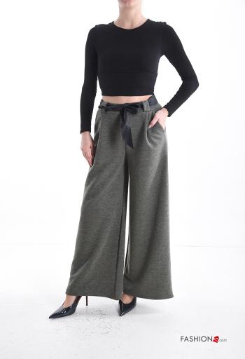 Pantalones wide leg con bolsillos con cinta - ph 5