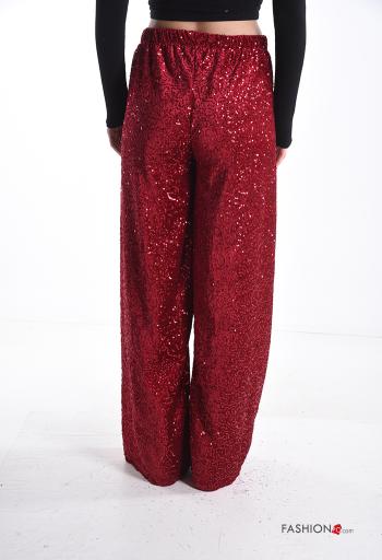 Pantalone in velluto wide leg con paillettes - ph 2