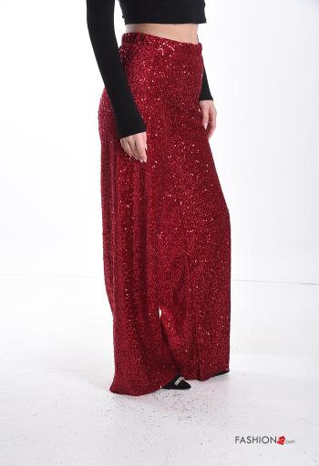 Pantalone in velluto wide leg con paillettes - ph 3