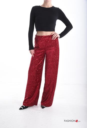 Pantalone in velluto wide leg con paillettes - ph 5