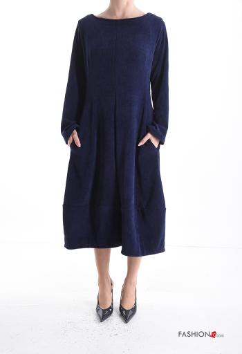 Vestido extra grande de Terciopelo canalé con bolsillos - ph 1