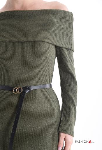 Vestido De lurex canalé con cinturón escote bardot - ph 4