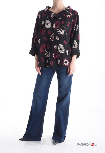 Blusa de Algodón manga larga con cuello Estampado Floral - ph 5