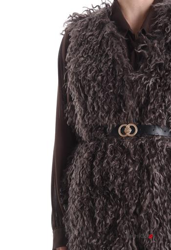 Chaleco de Mezcla de Lana piel sintética con cinturón con forro - ph 4