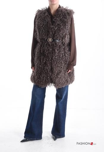 Chaleco de Mezcla de Lana piel sintética con cinturón con forro - ph 5