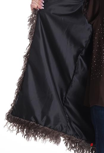 Chaleco de Mezcla de Lana piel sintética con cinturón con forro - ph 6