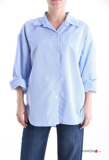 Striped Cotton Shirt with rhinestones - ph 1
