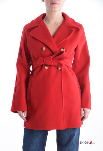 double-breasted mini Coat with belt with pockets