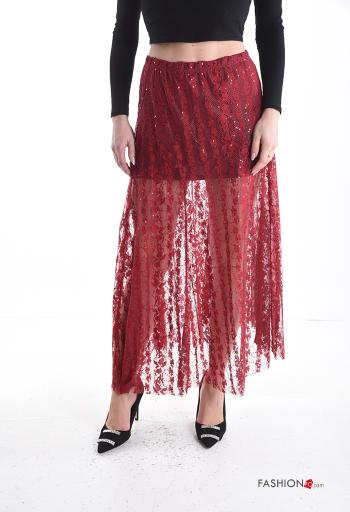 lace trim Longuette Skirt with sequins - ph 1