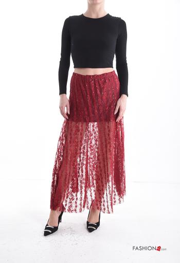 lace trim Longuette Skirt with sequins - ph 5