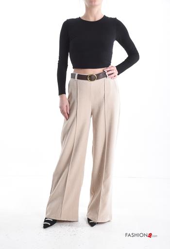 Samt wide leg Hose mit Gürtel mit Taschen mit Pailletten - ph 5