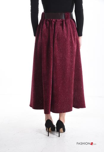 Velvet Longuette Skirt with belt with pockets with sequins - ph 2