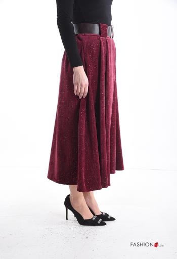 Velvet Longuette Skirt with belt with pockets with sequins - ph 3