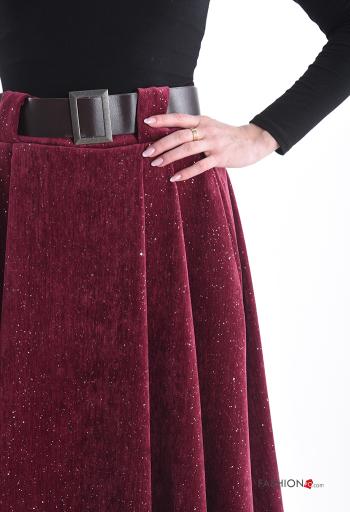 Velvet Longuette Skirt with belt with pockets with sequins - ph 4