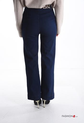 Pantalones de Algodón tela vaquera wide leg con bolsillos con cinta - ph 2