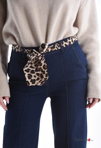 Pantalones de Algodón tela vaquera wide leg con bolsillos con cinta - ph 4