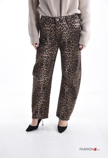 Vaqueros de Algodón Estampado animal con bolsillos