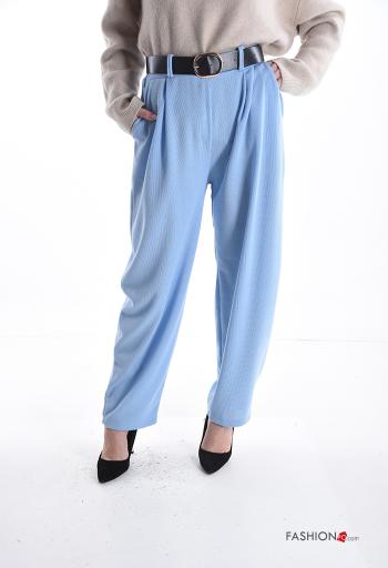 Pantalone wide leg con cintura con tasche
