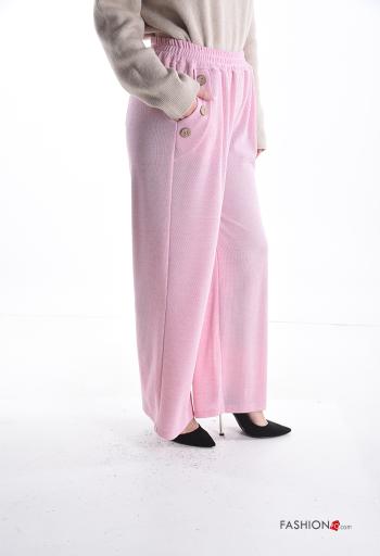 Pantalone wide leg con elastico con bottoni con tasche - ph 3
