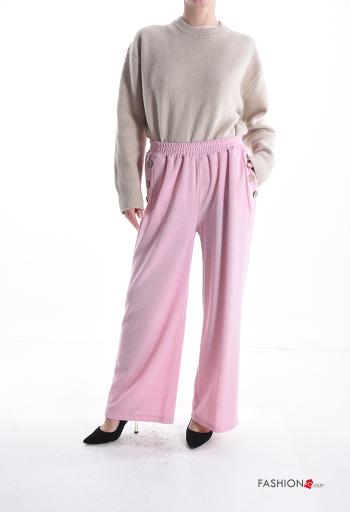 Pantalone wide leg con elastico con bottoni con tasche - ph 5