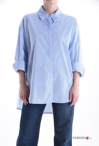 Camisa de Algodón extra grande manga larga a rayas