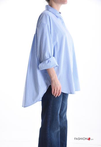 Camisa de Algodón extra grande manga larga a rayas - ph 3