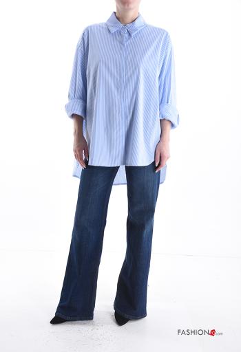 Camisa de Algodón extra grande manga larga a rayas - ph 5