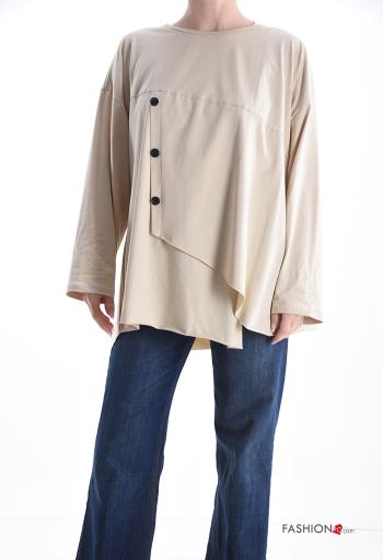 asymmetrical Cotton Long sleeved top with buttons