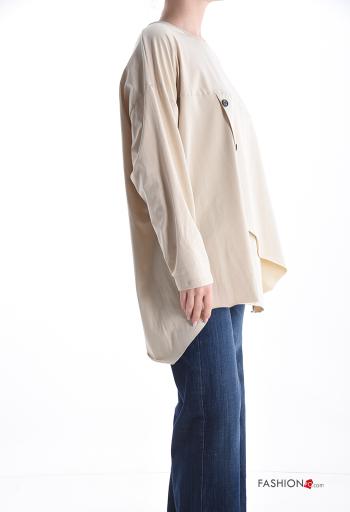 asymmetrical Cotton Long sleeved top with buttons - ph 3