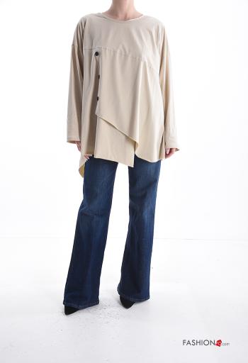 asymmetrical Cotton Long sleeved top with buttons - ph 5