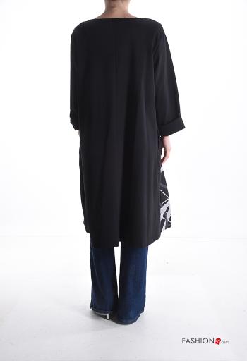 Abstract print long sleeve Cotton Dress with pockets - ph 2