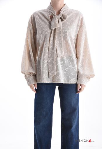 Blusa manga larga Estampado Floral con lazo - ph 1