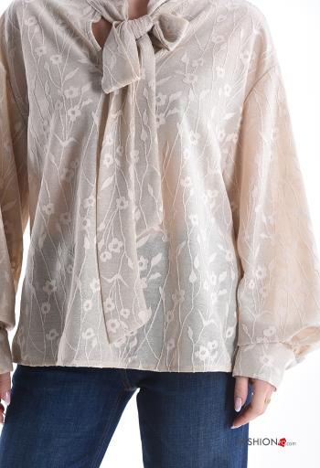 Blusa manga larga Estampado Floral con lazo - ph 4