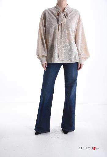 Blusa manga larga Estampado Floral con lazo - ph 5