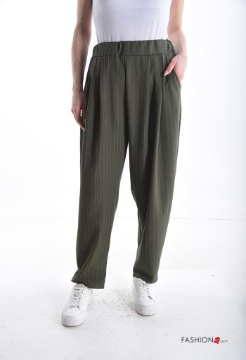 Striped Trousers with pockets with elastic