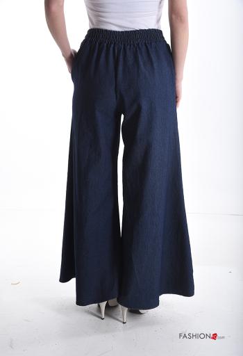 Pantalon en Coton en denim wide leg avec poches avec élastique - ph 2
