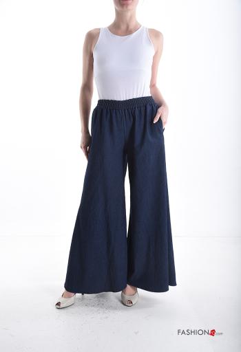 Pantalon en Coton en denim wide leg avec poches avec élastique - ph 5