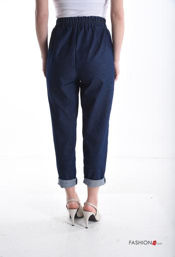 Pantalone in Cotone denim con tasche con elastico - ph 2