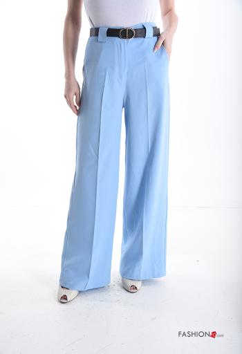 wide leg Trousers with belt with pockets