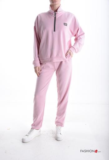 long sleeve Sports set with pockets with rhinestones with elastic with zip Rollneck