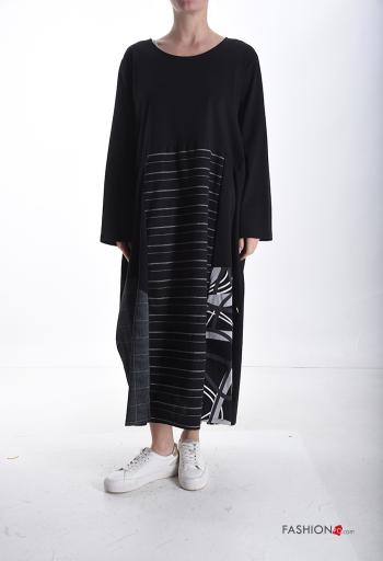 Abstract print long sleeve Cotton Dress with pockets - ph 1