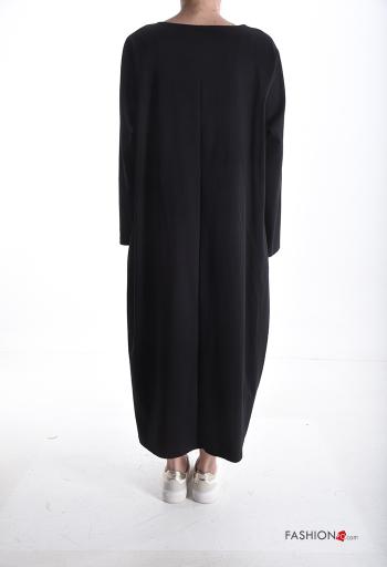 Abstract print long sleeve Cotton Dress with pockets - ph 2