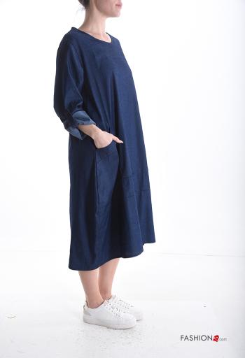 denim Cotton Dress with pockets - ph 3