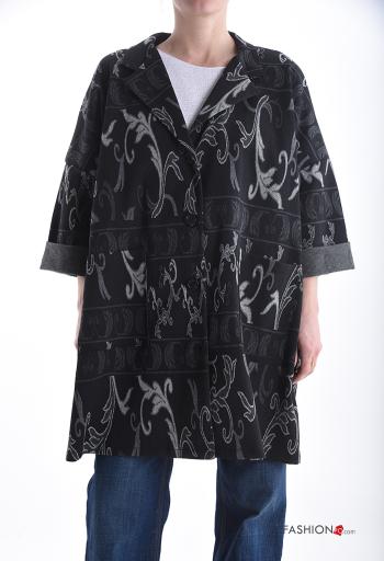 Giacca in Cotone oversize lungo Fantasia jacquard con bottoni con tasche - ph 1