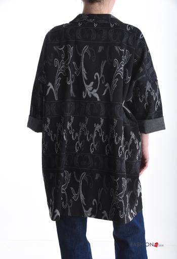 Giacca in Cotone oversize lungo Fantasia jacquard con bottoni con tasche - ph 2