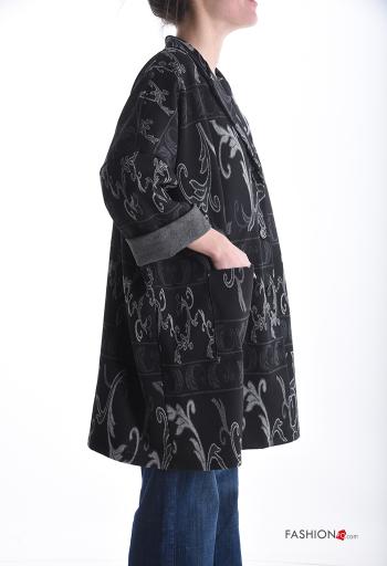Giacca in Cotone oversize lungo Fantasia jacquard con bottoni con tasche - ph 3