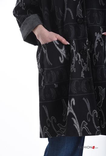 Giacca in Cotone oversize lungo Fantasia jacquard con bottoni con tasche - ph 4