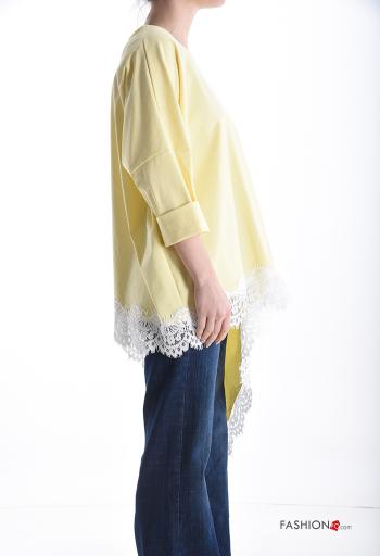 Blusa de Algodón manga larga encaje asimetrico - ph 3